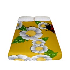 Flower Floral Sunflower Butterfly Red Yellow White Green Leaf Fitted Sheet (full/ Double Size) by Mariart