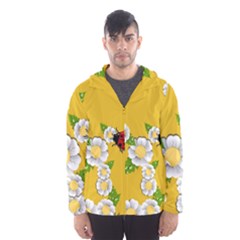 Flower Floral Sunflower Butterfly Red Yellow White Green Leaf Hooded Wind Breaker (men) by Mariart