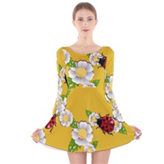 Flower Floral Sunflower Butterfly Red Yellow White Green Leaf Long Sleeve Velvet Skater Dress by Mariart