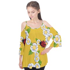 Flower Floral Sunflower Butterfly Red Yellow White Green Leaf Flutter Tees