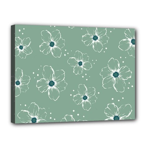 Flower Floral Sakura Sunflower Rose Blue Canvas 16  X 12  by Mariart