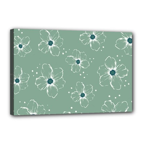 Flower Floral Sakura Sunflower Rose Blue Canvas 18  X 12  by Mariart