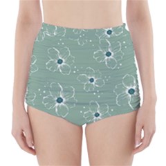 Flower Floral Sakura Sunflower Rose Blue High-waisted Bikini Bottoms