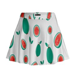 Fruit Green Red Guavas Leaf Mini Flare Skirt