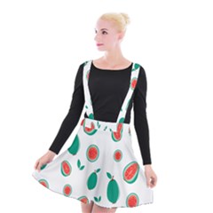 Fruit Green Red Guavas Leaf Suspender Skater Skirt