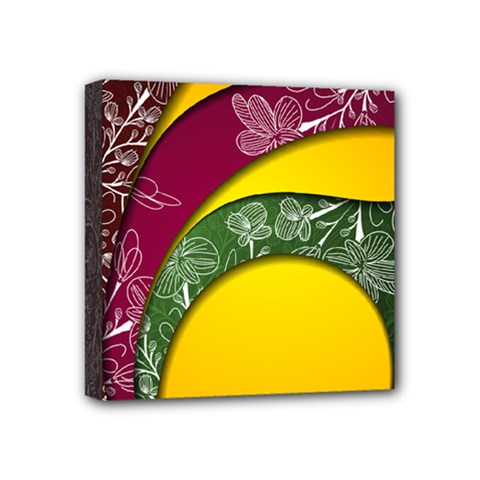 Flower Floral Leaf Star Sunflower Green Red Yellow Brown Sexxy Mini Canvas 4  X 4  by Mariart