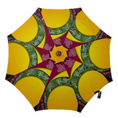 Flower Floral Leaf Star Sunflower Green Red Yellow Brown Sexxy Hook Handle Umbrellas (medium) by Mariart