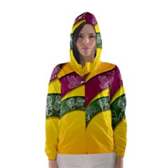 Flower Floral Leaf Star Sunflower Green Red Yellow Brown Sexxy Hooded Wind Breaker (women) by Mariart