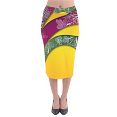 Flower Floral Leaf Star Sunflower Green Red Yellow Brown Sexxy Velvet Midi Pencil Skirt by Mariart