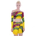 Flower Floral Leaf Star Sunflower Green Red Yellow Brown Sexxy Off Shoulder Top with Skirt Set View1