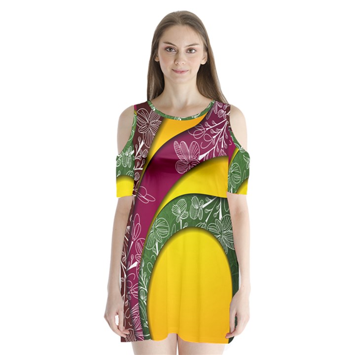 Flower Floral Leaf Star Sunflower Green Red Yellow Brown Sexxy Shoulder Cutout Velvet  One Piece