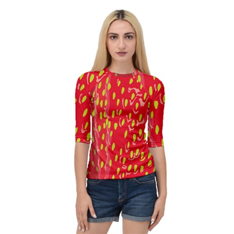 Fruit Seed Strawberries Red Yellow Frees Quarter Sleeve Tee by Mariart