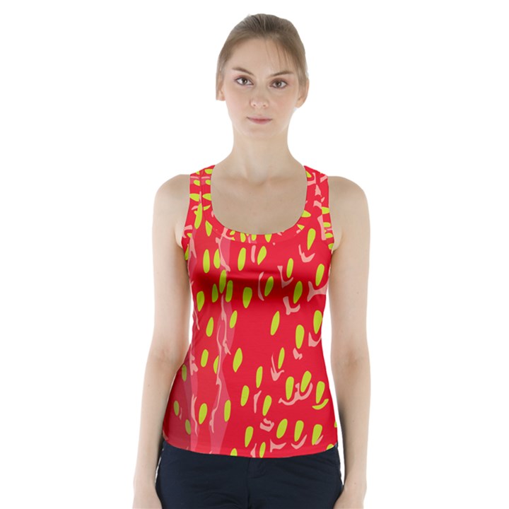 Fruit Seed Strawberries Red Yellow Frees Racer Back Sports Top