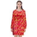 Fruit Seed Strawberries Red Yellow Frees Long Sleeve Chiffon Shift Dress  View1