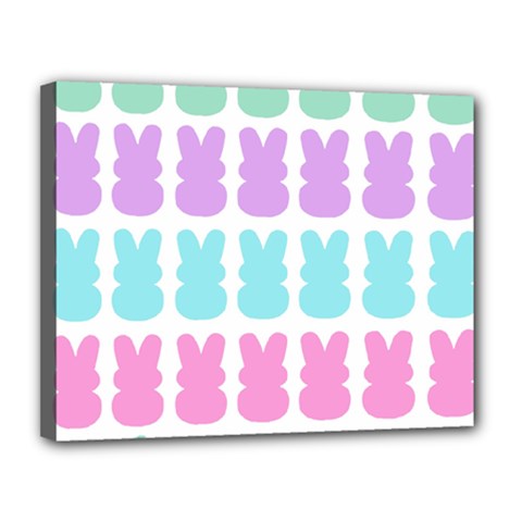 Happy Easter Rabbit Color Green Purple Blue Pink Canvas 14  X 11  by Mariart