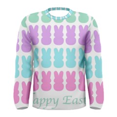 Happy Easter Rabbit Color Green Purple Blue Pink Men s Long Sleeve Tee by Mariart