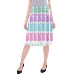 Happy Easter Rabbit Color Green Purple Blue Pink Midi Beach Skirt by Mariart