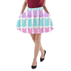 Happy Easter Rabbit Color Green Purple Blue Pink A-line Pocket Skirt by Mariart