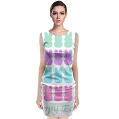 Happy Easter Rabbit Color Green Purple Blue Pink Classic Sleeveless Midi Dress by Mariart