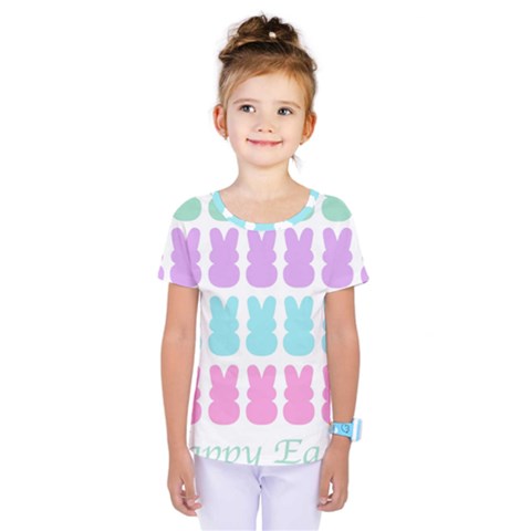 Happy Easter Rabbit Color Green Purple Blue Pink Kids  One Piece Tee by Mariart