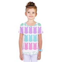 Happy Easter Rabbit Color Green Purple Blue Pink Kids  One Piece Tee