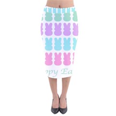 Happy Easter Rabbit Color Green Purple Blue Pink Velvet Midi Pencil Skirt