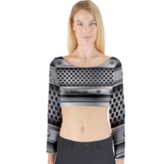 Iron Content Hole Mix Polka Dot Circle Silver Long Sleeve Crop Top by Mariart