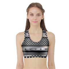 Iron Content Hole Mix Polka Dot Circle Silver Sports Bra With Border by Mariart