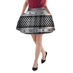 Iron Content Hole Mix Polka Dot Circle Silver A-line Pocket Skirt by Mariart