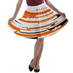 Hole Black Orange Arrow A-line Skater Skirt