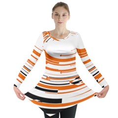 Hole Black Orange Arrow Long Sleeve Tunic  by Mariart