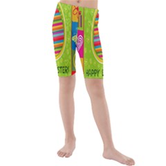 Happy Easter Butterfly Love Flower Floral Color Rainbow Kids  Mid Length Swim Shorts by Mariart