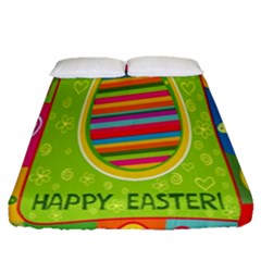 Happy Easter Butterfly Love Flower Floral Color Rainbow Fitted Sheet (queen Size) by Mariart