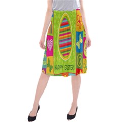 Happy Easter Butterfly Love Flower Floral Color Rainbow Midi Beach Skirt by Mariart