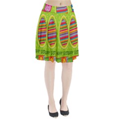 Happy Easter Butterfly Love Flower Floral Color Rainbow Pleated Skirt by Mariart