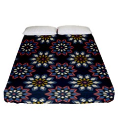 Floral Flower Star Blue Fitted Sheet (queen Size)