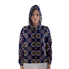 Floral Flower Star Blue Hooded Wind Breaker (women) by Mariart