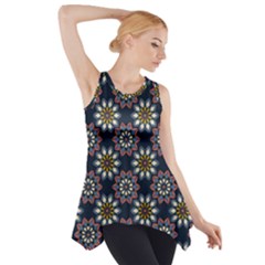 Floral Flower Star Blue Side Drop Tank Tunic by Mariart