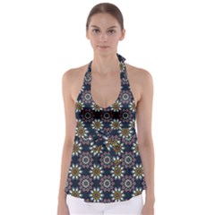 Floral Flower Star Blue Babydoll Tankini Top by Mariart