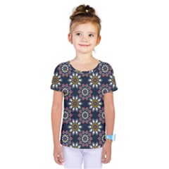 Floral Flower Star Blue Kids  One Piece Tee