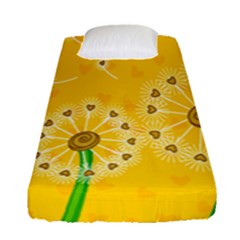 Leaf Flower Floral Sakura Love Heart Yellow Orange White Green Fitted Sheet (single Size) by Mariart