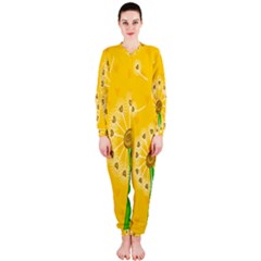 Leaf Flower Floral Sakura Love Heart Yellow Orange White Green Onepiece Jumpsuit (ladies)  by Mariart