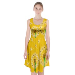 Leaf Flower Floral Sakura Love Heart Yellow Orange White Green Racerback Midi Dress by Mariart