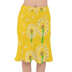 Leaf Flower Floral Sakura Love Heart Yellow Orange White Green Mermaid Skirt by Mariart