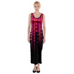 Line Vertical Plaid Light Black Red Purple Pink Sexy Fitted Maxi Dress by Mariart