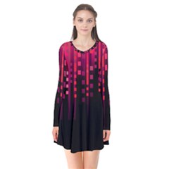 Line Vertical Plaid Light Black Red Purple Pink Sexy Flare Dress