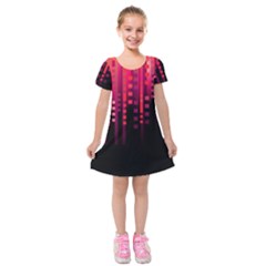 Line Vertical Plaid Light Black Red Purple Pink Sexy Kids  Short Sleeve Velvet Dress by Mariart