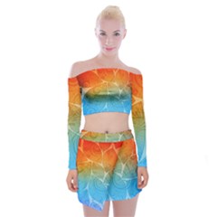 Leaf Color Sam Rainbow Off Shoulder Top With Skirt Set