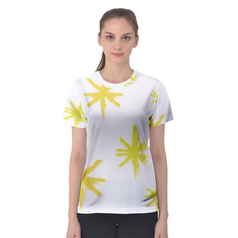 Line Painting Yellow Star Women s Sport Mesh Tee by Mariart