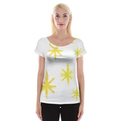 Line Painting Yellow Star Women s Cap Sleeve Top by Mariart